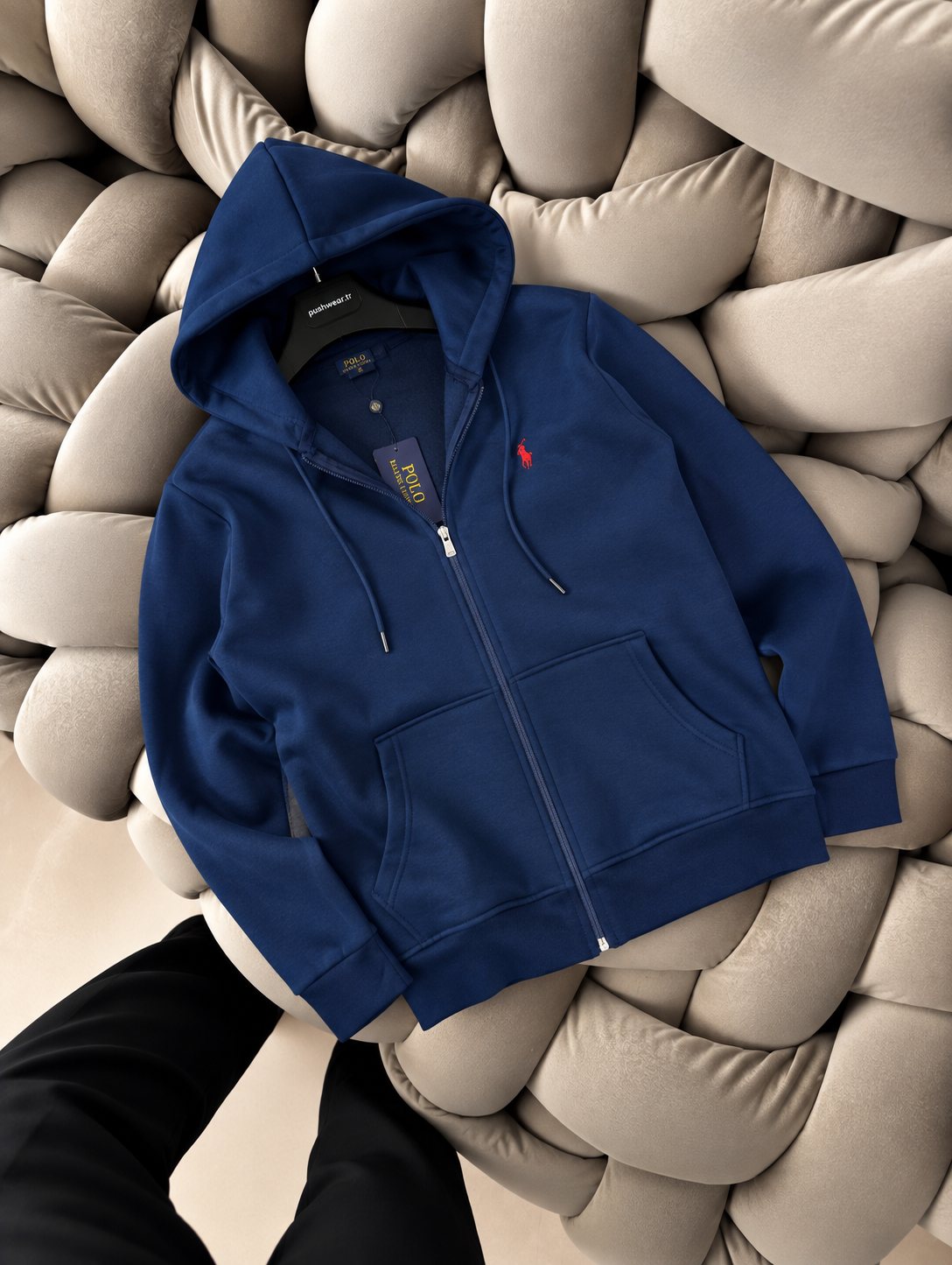 Plo Rlph Lruen 3 İplik Kapşonlu Fermuarlı Sweatshirt