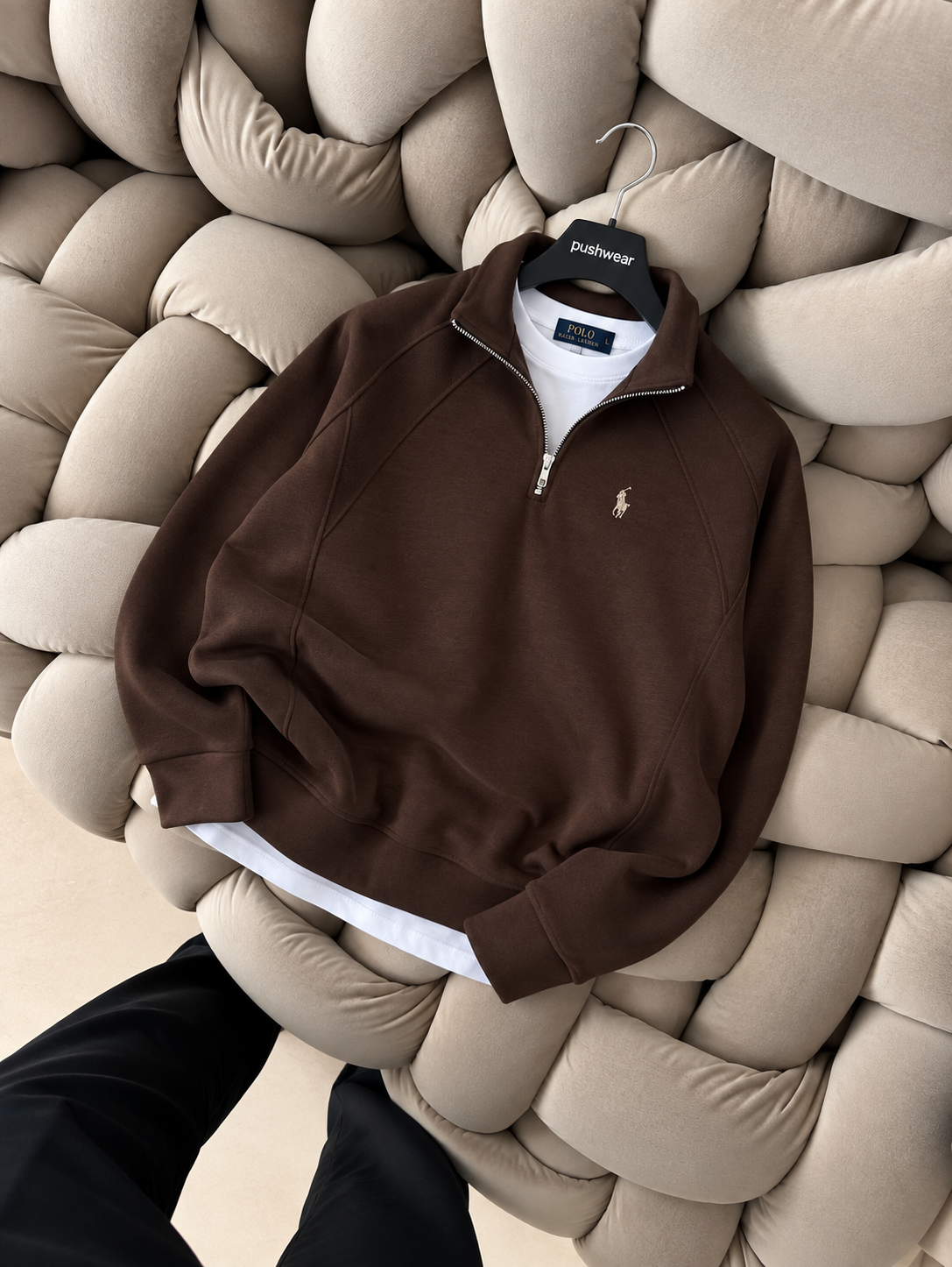 Plo Rlph Larn Yarım Fermuarlı Dik Yaka Sweatshirt