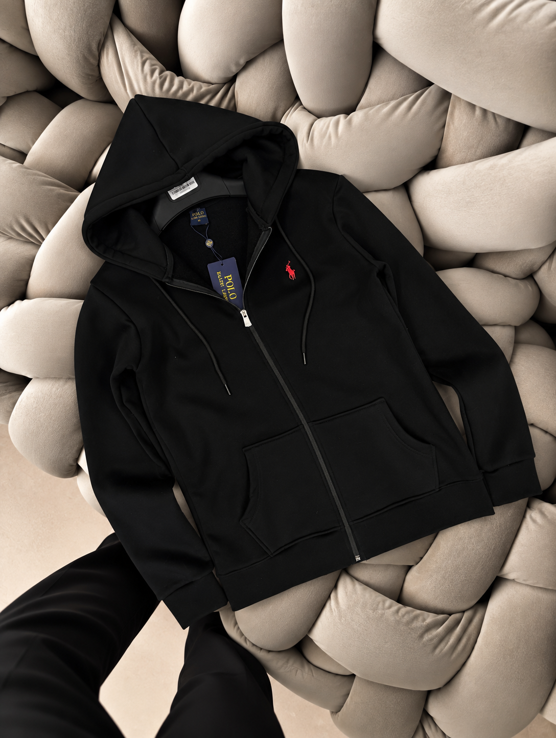 Plo Rlph Lruen 3 İplik Kapşonlu Fermuarlı Sweatshirt