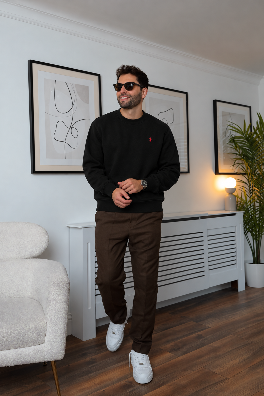 Plo Rlph Lruen 3 İplik Bisiklet Yaka Sweatshirt