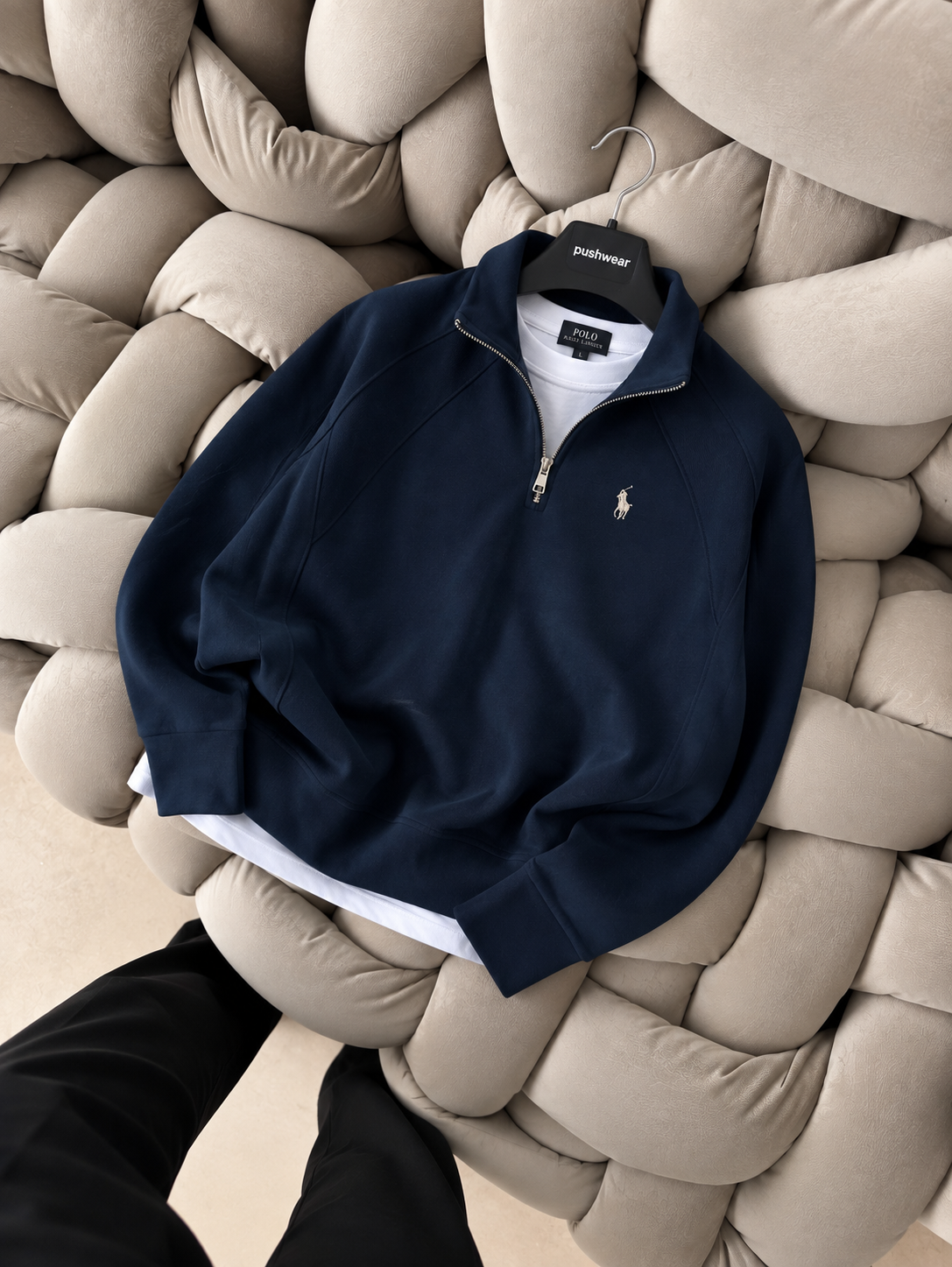 Plo Rlph Larn Yarım Fermuarlı Dik Yaka Sweatshirt