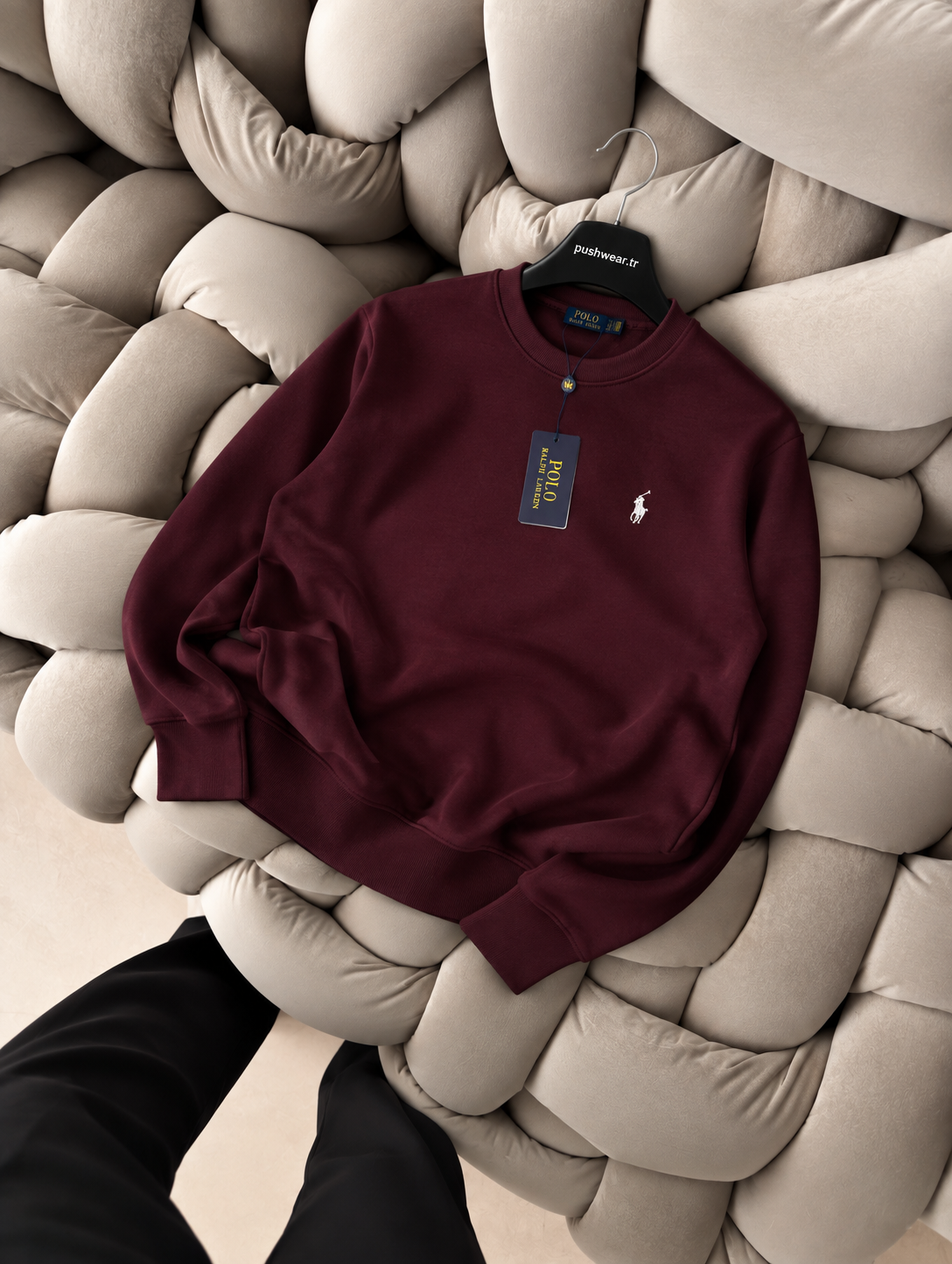 Plo Rlph Lruen 3 İplik Bisiklet Yaka Sweatshirt