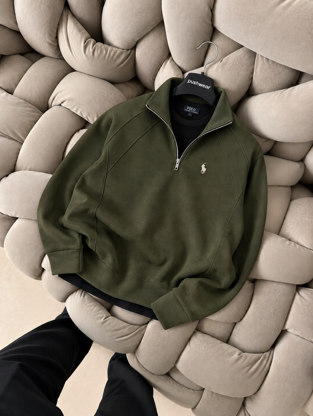 Plo Rlph Larn Yarım Fermuarlı Dik Yaka Sweatshirt