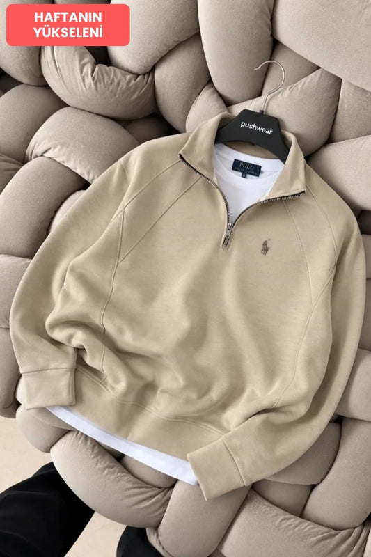 Plo Rlph Larn Yarım Fermuarlı Dik Yaka Sweatshirt