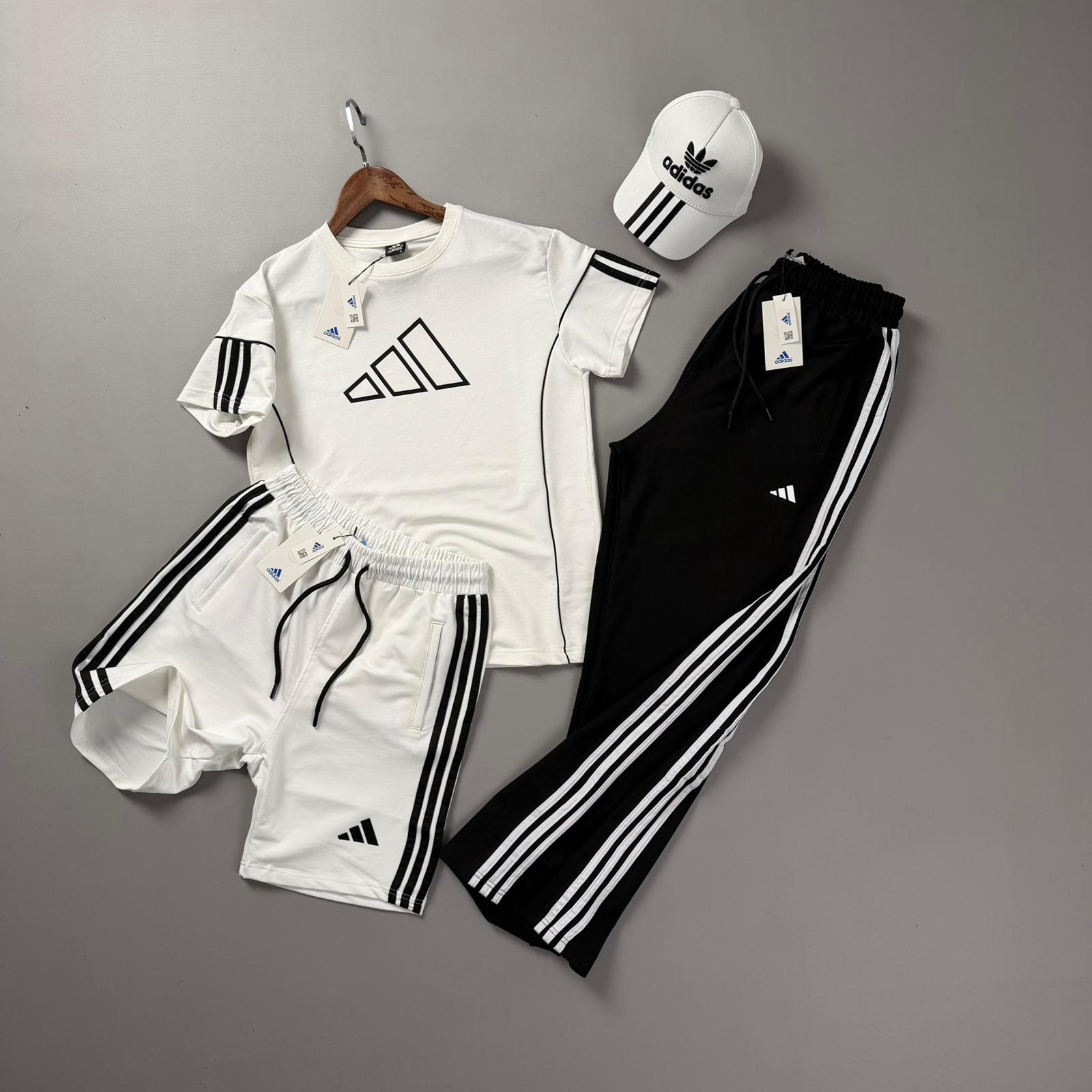 Beyaz Üst Beyaz Şort Ve Eşofmanlı Adidas Takım