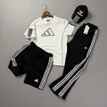 Beyaz Üst Siyah Şort Ve Eşofmanlı Adidas Takım