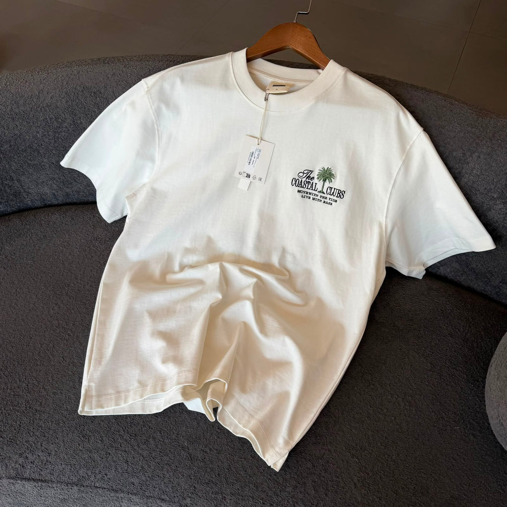 Oversize Baskılı Ve Nakışlı Bej Tshirt
