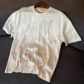 Oversize Kabartma Baskılı Bej Tshirt