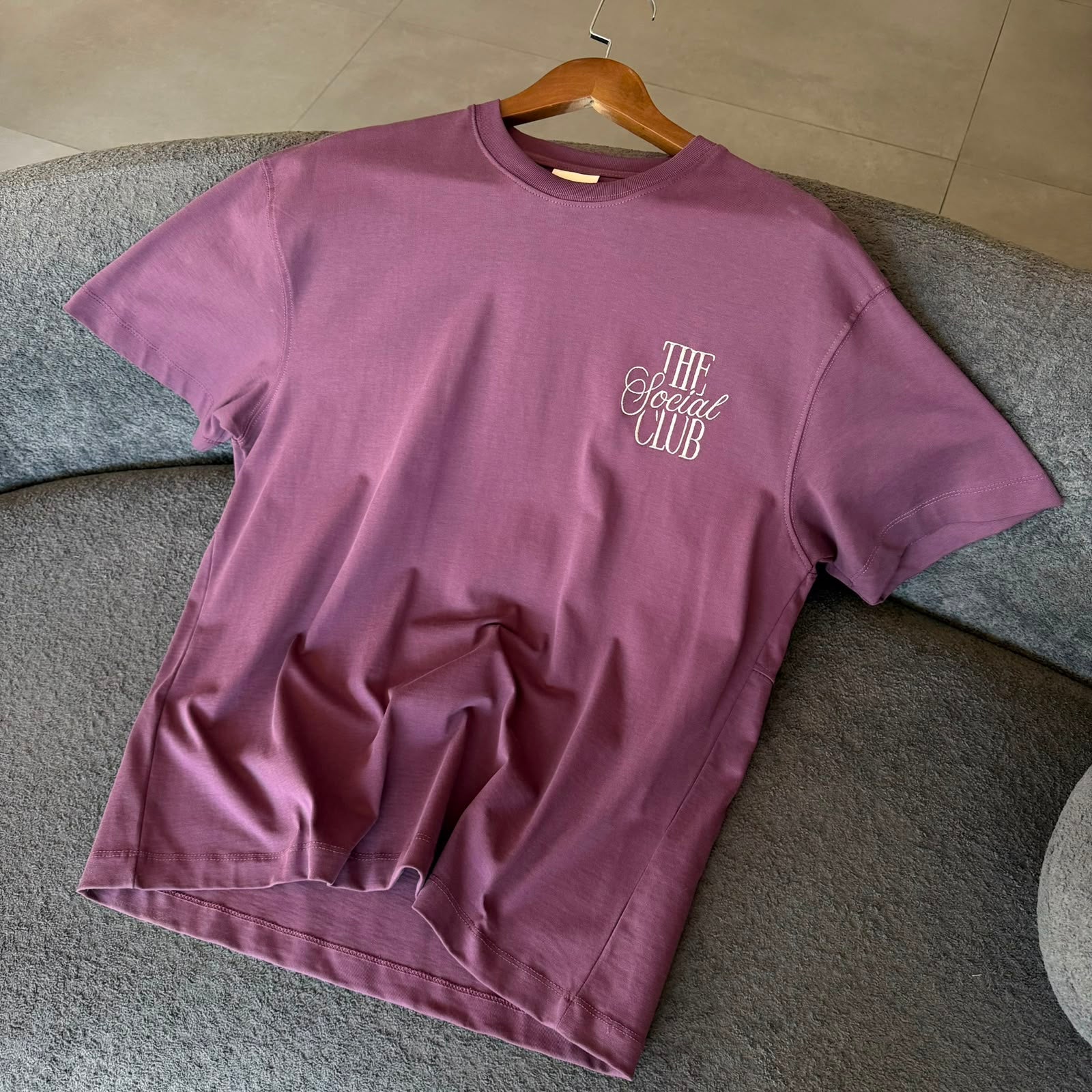 Oversize Baskılı Ve Nakışlı Mor Tshirt