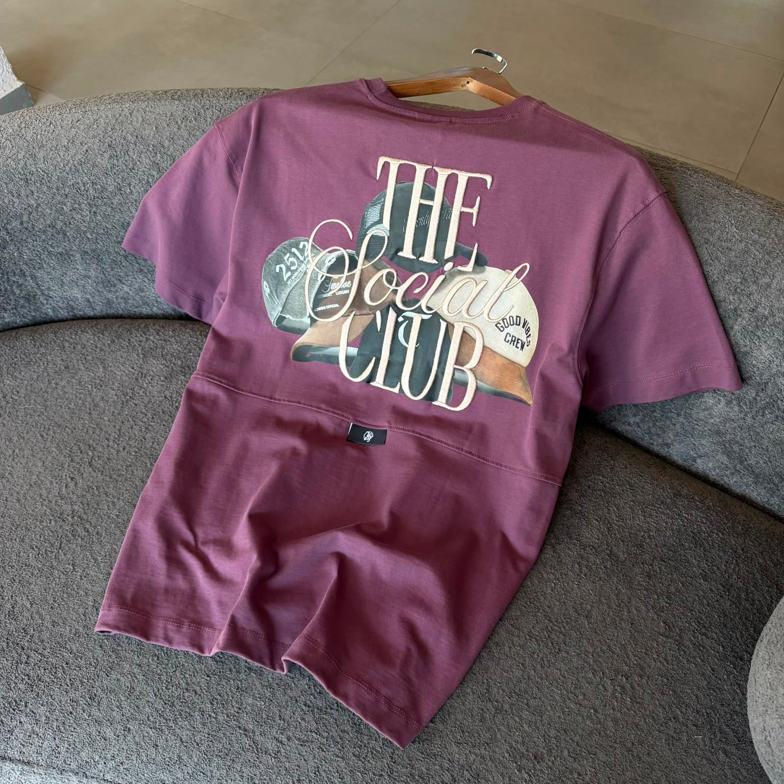 Oversize Baskılı Ve Nakışlı Mor Tshirt