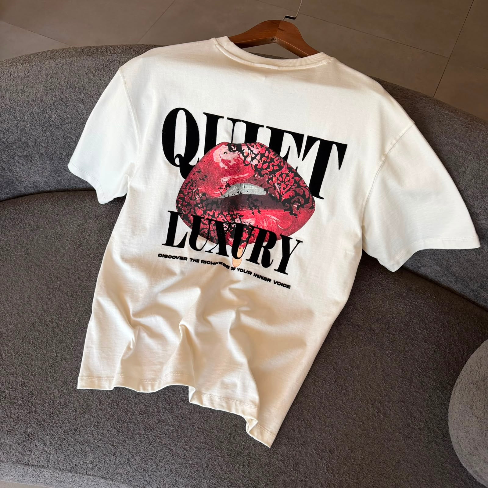Oversize Baskılı Beyaz Tshirt