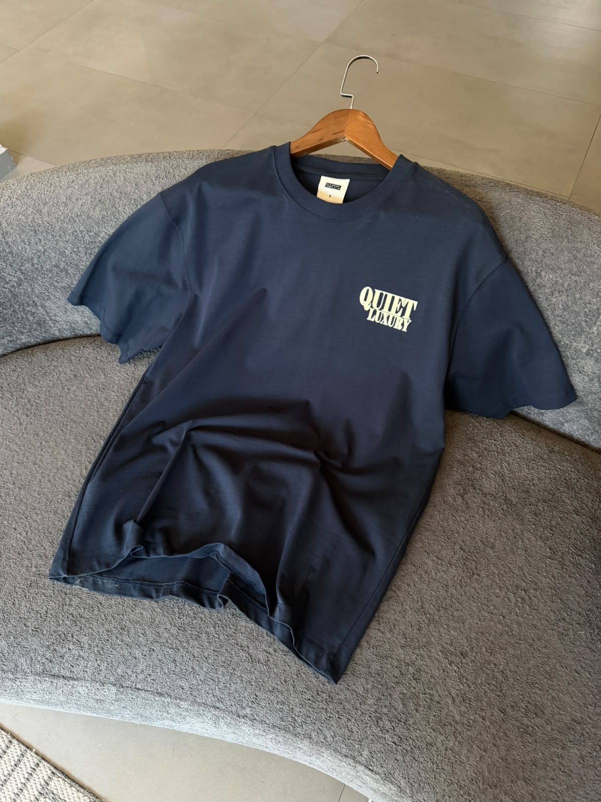 Oversize Baskılı Lacivert Tshirt