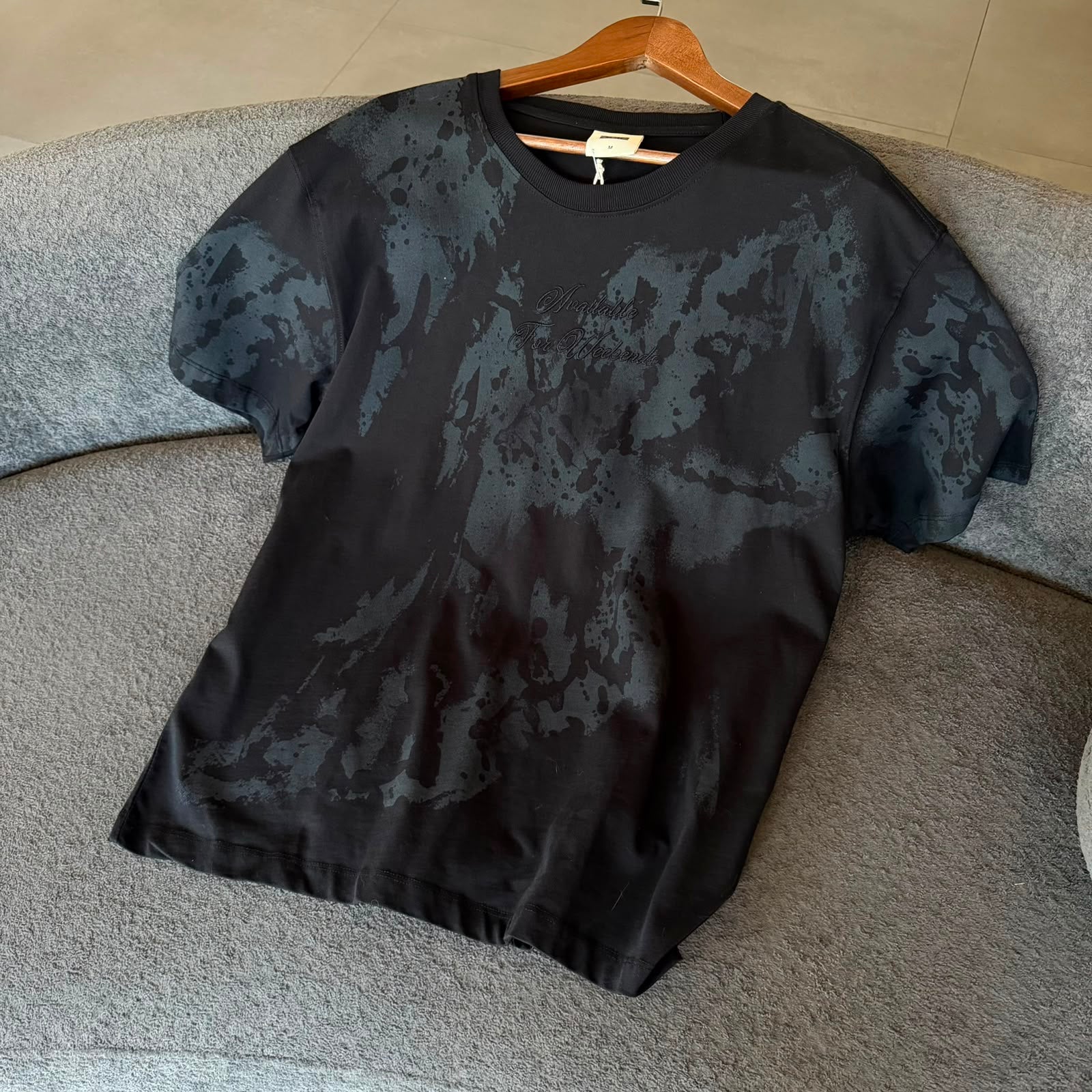 Oversize Kabartmalı Baskılı Tshirt