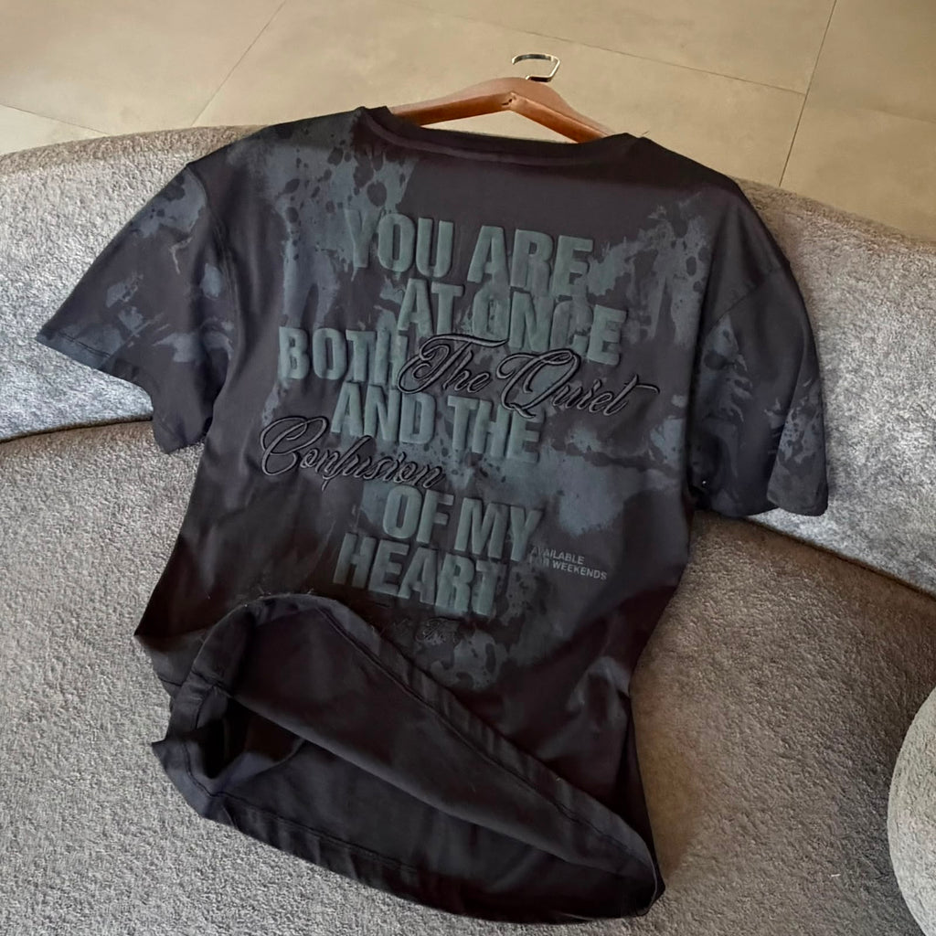 Oversize Kabartmalı Baskılı Tshirt