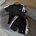 Adidas Üç Şerit Tişört & Şort Takım - Siyah