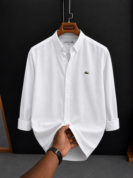Lacoste Beyaz Yazlık Keten Gömlek