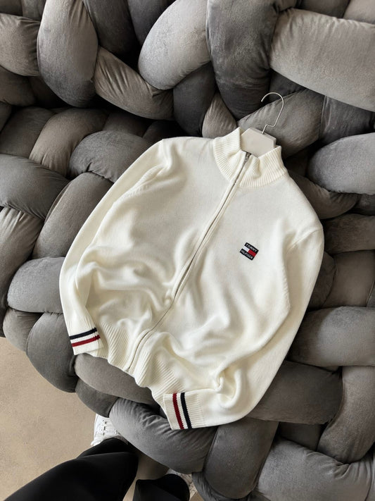 Tmy Hlfiger Dik Yaka Fermuarlı Triko Ceket