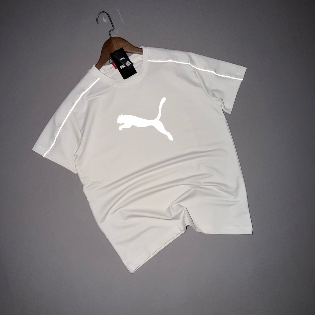 Reflektörlü Baskılı Beyaz Tshirt