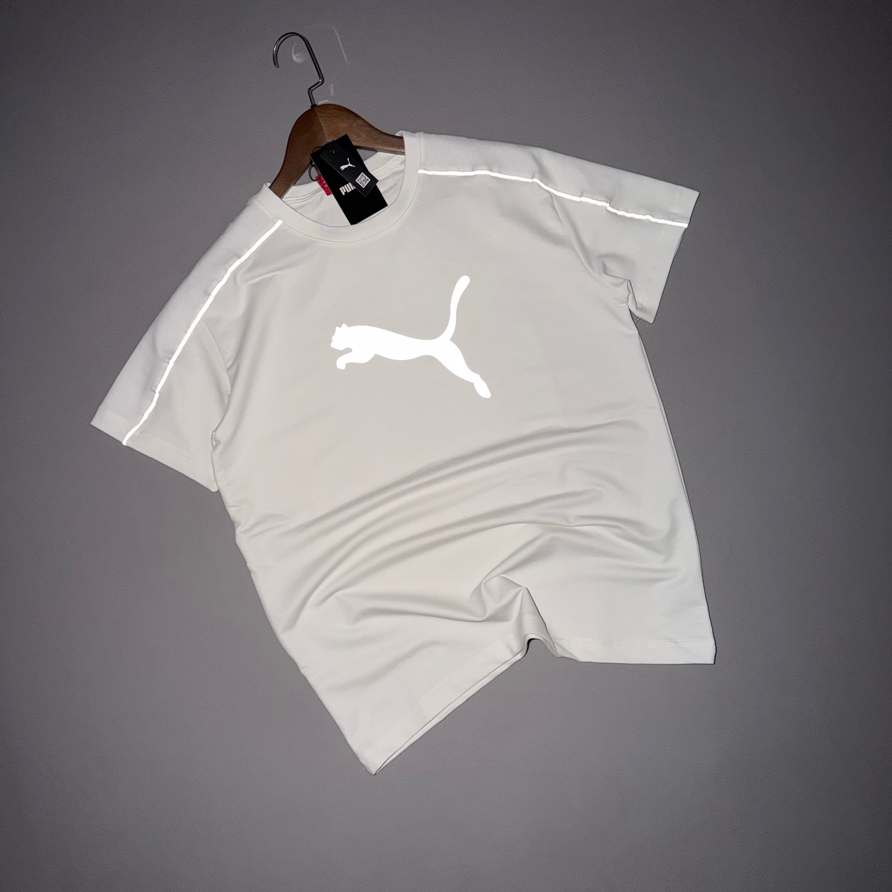 Reflektörlü Baskılı Beyaz Tshirt